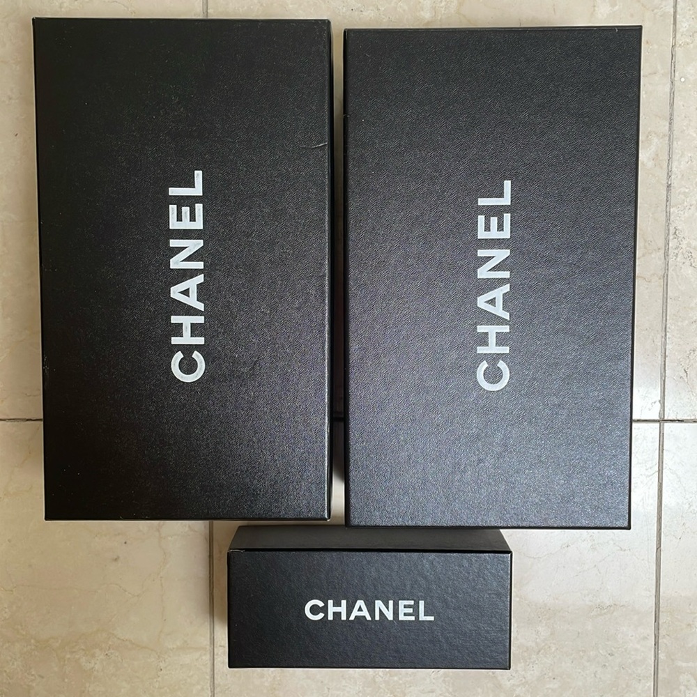 CHANEL EMPTY BOXES AND EYEGLASS CASE